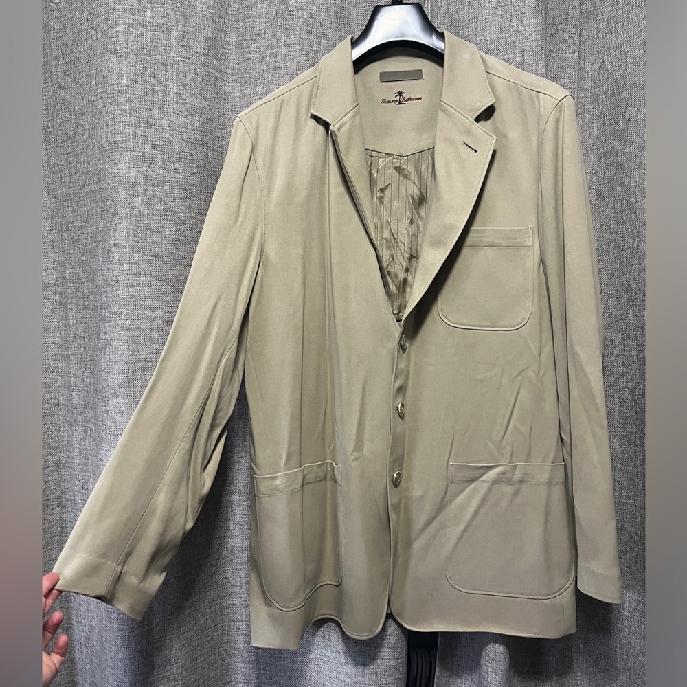 Tommy Bahama Silk Blazer Jacket Sports Coat Khaki Tan L